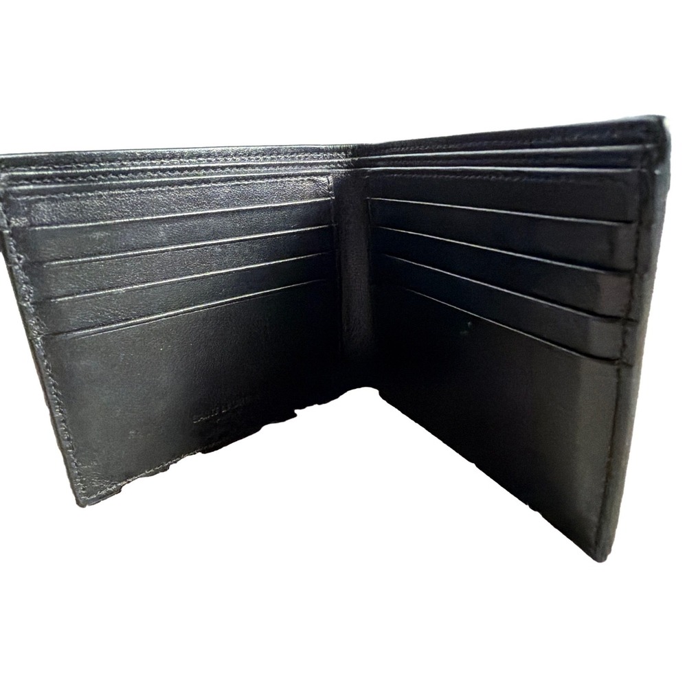 Saint Laurent Paris Star Print Leather Bifold Wallet Black Silver - Picture 3 of 3